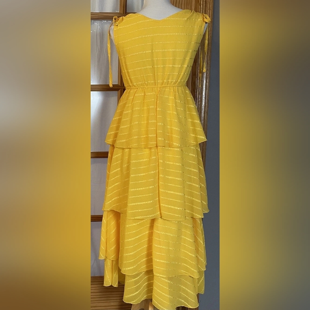 Elegant Yellow Layered Dress - Picture 4 of 4